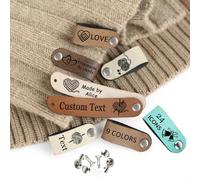10/20/50/100PCS Handmade with Love Tags, Personalised Name Tags for Clothes with Rivet, Custom Leather Tags for Handmade Items Personalised Labels for Crochet and Knits Projects (C2.5 * 0.6)