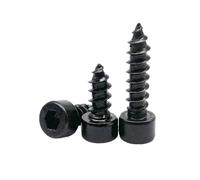 10/20/50/100pcs M2 M2.6 M3 M3.5 M4 M5 M6 Black Carbon Steel Allen Hex Hexagon Socket Cap Head Furniture Wood Self Tapping Screw(50mm,M6 10pcs)