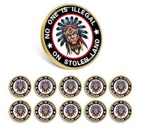 10/20/50/100Pcs Native American Indian Laple Pins Bulk -Metal No one is illegal on stolen land Brooch For Women Men Clothes Shirt Bag Hats, Alloy, electroplating, no gemstone