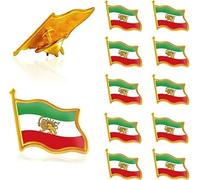 10/20/50/100Pcs Persia Iran Flag Lapel Pins - Vintage Lion Sun and Crown Metal Badge, Bulk Bulk Enamel Brooch Set for Travel Souvenir, Jacket, Backpack & Hat Accessories (10pcs)