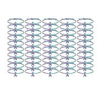 10/20/50 Pcs Suicide Prevention Awareness Bracelets, Adjustable Cord Purple Teal Ribbon Braided Bracelets Inspirational Suicide Prevention Wristband Gifts for Women Men Jewelry Accessories (50pc)