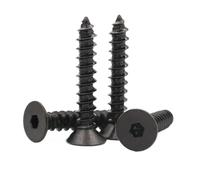 10/20/50pcs Black Carbon Steel Hexagon Hex Socket Flat Countersunk Head Self Tapping Screw M3 M4 M5 M6 Screws(25mm,M3 (50pcs))