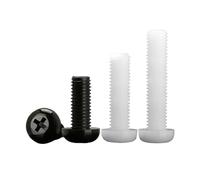 10/20/ 50pcs Black White Nylon Plastic Pan Head Cross Round Screw Bolt M2 .5 M3 M4 M5 M6 M8 length 4-50mm(5mm,BlackM2 50pcs)