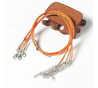 10/20/50Pcs Cotton Waxed Cord Adjustable Braided Rope String Necklace Chain with Lobster Clasp For DIY Jewelry Making Findings-Orange-10pcs