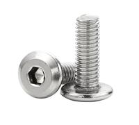 10/20/50pcs M2 .5 M3 M4 M5 M6 M8 M10 304 Stainless Steel Large Flat Hex Socket Allen Head Furniture Rivet Screw Connect Joint Bolt(40mm,M10 5PCS)