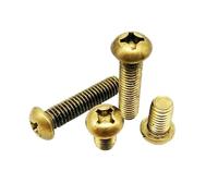 10/20/50pcs M2 M2.5 M3 M4 M5 M6 GB818 Pure Copper Solid Brass Cross Round Slot Pan Head Screw Bolt Thread Length 4-30mm(8mm,50pcs M2.5)