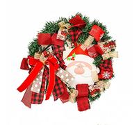 10-20" Red Buffalo Plaid Bow Snowflake Santa Wreath Holiday for Front Door Hanging Porch Home Window Wall Farmhouse Indoor Outdoor, Red(20")