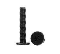 10-200pcs M1.6/M2/M2.5/M3/M4/M5/M6 Black Stainless Steel Large Flat Head Cross Recessed Machine Screws, M6x12x25mm(10pcs)