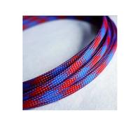 10/20m 3MM 4MM 6MM 8MM 10MM 12MM 16MM Flat PET Sleeves Braided Expandable Cable Wire Snakeskin Sleeving Black Red Blue Green Yellow(Blue red,4MM,10 Meters)