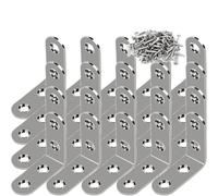 10/20pc Right Angle Bracket with Screw Stainless Steel Connectors Corner Brace Hardware Fasteners Furniture Cabinet Frame Support for Fixing and Repairing Furniture(20pcs,16*40mm)
