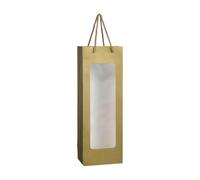 10-20pcs Kraft Paper Bag Oblong Shape Wine Gift Bag Carry Cord Pack Red Wine Contrast Color Translucent Visible Gift Bag for Champagne(Dark Blond,10pcs)