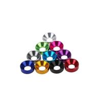 10/20pcs M2 M3 M4 M5 Anodized Aluminum Alloy Washer Colorful Countersunk Head Concave Hole Gasket RC Remote Control Model Car Parts(Royal Blue,M3)