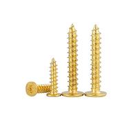 10/20pcs M3 M4 M5 Length 5-50mm Brass-plated Gold CA Flat Head Self-tapping Screw Nails Large Flat Thin Head Screw Flat Head Pointed Tail Self-tapping(12mm,M4 10pcs)