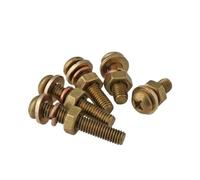 10/20pcs M3 M4 M5 M6 Brass Screw Nut Set Large Full Cross Round Head Head Screw with Flat Bounce Shimorteeth(12mm,M6(10Pcs))