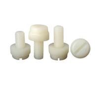 10/20Pcs M3 M4 M5 M6 M8 Acrylic Clear Transparent Nylon PA66 White Black Plastic Knurl Slotted Head Toolless Thumb Bolt Screw(White,20pcs M3x4)