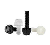 10/20Pcs M3 M4 M5 M6 M8 Acrylic Clear Transparent Nylon PA66 White Black Plastic Knurl Slotted Head Toolless Thumb Bolt Screw(Black,20pcs M3x16)