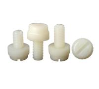 10/20Pcs M3 M4 M5 M6 M8 Clear Transparent Nylon PA66 White Black Plastic Knurl Slotted Head Toolless Thumb Bolt Screw For Home, Electronic, Machine(White,10pcs M6x25)