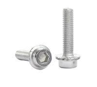 10-20pcs/pack Hexagon Socket Head With Serrated Flange Screws 304 Stainless Steel M3 M4 M5 M6 M8 M10 M12 Flanged Bolt(M4x10mm 20pcs)