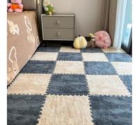 10/20Pcs Plush Foam Floor Tiles Mat, Soft Interlocking Area Rug for Bedroom Playroom Livingroom Floor Decor, 12x12x0.4inch Crawling Mat Soundproof Carpet (10Pcs,Beige and Gray)