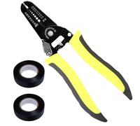 10-22 AWG Multi Gauge 7" Precise Wire Strippers, Cable Stripper Tool for Professional Handle Design, Cable Stripper with Safety Lock with 2Pcs PVC Electrical Tapes