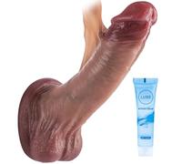 10.24 Inch Big Thick Dildo, Realistic Huge Anal Dildo Adult Sex Toys Dual Density Silicone Dildos with Real Skin Strong Suction Cup for G Spot Oralsex Prostata, Massive Wide for Men Women Gay - 800g