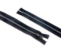 10"/ 25cm Nickel Silver Metal Closed End Trouser Zips Navy Blue - per single zip