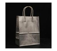 10/25pcs Gift Kraft Paper Bags Holiday Shopping DIY Multifunctional Recyclable Paper Bags With Handles(Gray,25PCS_26X12X31CM)
