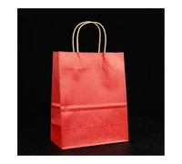 10/25pcs Gift Kraft Paper Bags Holiday Shopping DIY Multifunctional Recyclable Paper Bags With Handles(Red,10PCS_21X11X27CM)