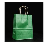 10/25pcs Gift Kraft Paper Bags Holiday Shopping DIY Multifunctional Recyclable Paper Bags With Handles(Green,10PCS_21X14X27CM)