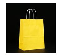 10/25pcs Gift Kraft Paper Bags Holiday Shopping DIY Multifunctional Recyclable Paper Bags With Handles(Yellow,10PCS_28X15X28CM)