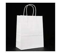 10/25pcs Gift Kraft Paper Bags Holiday Shopping DIY Multifunctional Recyclable Paper Bags With Handles(White,25PCS_21X14X27CM)