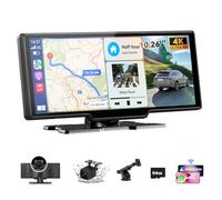 10.26" Car Tablet Pro Max 2025: Wireless Carplay Screen for Car with 4K Front and 1080P Rear Camera, Android Auto Screen IPS Touchscreen/Mirror Link/Loop Recording/G-Sensor/Navigation / 64G SD