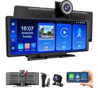 10.26 Inch 1280 * 720 IPS Touchscreen Portable Car Stereo with Wireless Carplay & Android Auto, 4K DVR Dash Cam and 1080P AHD Backup Camera AUX/FM/Bluetooth/Mirror Link/Airplay/Split-Screen