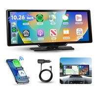 10.26 inch Carplay Screen for Car, Podofo Portable Android Auto Car Stereo HD IPS Touch Screen,Wireless Car Play Screen with GPS Navigation & Voice Control, Mirror Link,Bluetooth,FM Transmission,AUX