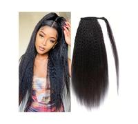 10-26 Inch Kinky Straight Human Hair Ponytail Extension Full End Brazilian Hair Wrap Around Ponytail Hairpiece for Women(20inches)