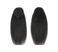 10-26 Inch Kinky Straight Ponytail Extension, Human Hair Drawstring Ponytail For Black Women for Daily Use(22inch)