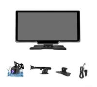 10.26 Inch Wireless for CarPlay Screen with 4K Dash Cam and 1080P Rear View, Portable Touch Display for Android Auto, Mirror Link, Voice Control, Dual Band WiFi for Cars(Black)