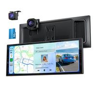 10.26" Wireless 60FPS CarPlay Screen with 4K Dash Cam & HD Backup Camera | 1920*720 Portable Fully Laminated Tablet for Apple Car Play & Android Auto with Mirror Link, Bluetooth 5.0, GPS Navigation