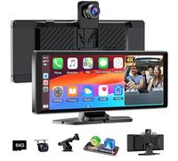 10.26" Wireless Car Play Screen for Apple Carplay& Android Auto, Touchscreen with 4K Front(350° rotatable) &1080P Rear Camera,Loop Recording,Bluetooth,FM,AUX,Mirror Link,GPS Navigation for Most Models