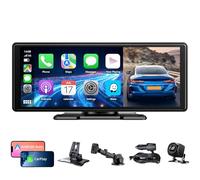 10.26" Wireless Car Stereo for Apple Carplay & Android Auto, Portable IPS Touch Screen with 1080P Rear Camera, Bluetooth/Voice Control/Mirror Link/GPS Navigation/FM/AUX/WiFi