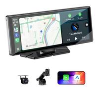 10.26" Wireless Car Stereo for Apple Carplay & Android Auto with 1080P Backup Camera, Touchscreen Car Play Screen with GPS Navigation & Voice Control, Mirror Link,Dual Bluetooth,FM Transmission,AUX