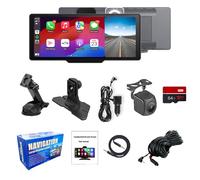 10.26" Wireless Carplay & Android Auto 360° Rotatable Car Screen with 4K Dash Cam Front and Rear, 1080P Backup Camera, GPS Navigation, Loop Recording, Mirror Link, 64GB Card