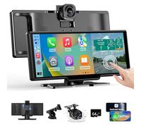 10.26" Wireless CarPlay Android Auto, Car Play Screen Car Tablet with 4K Front Camera and 1080P Rear Camera, Android Auto Carplay Screen for Car IPS Touchscreen with Bluetooth 64G SD Mirror Link AUX