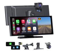 10.26" Wireless Carplay Screen 4K Dash Cam Carplay & Android Auto Car Stereo Car Audio Receivers with 1080p Backup Camera GPS, Voice Assistant, Loop Recording, G-Sensor, 64G TF Card