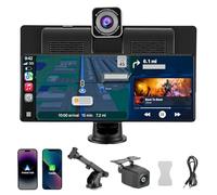 10.26" Wireless Carplay Screen for Car with 4K Dash Cam & 1080p Rear Camera, Portable Android Auto Stereo, 64GB SD Card, Loop Recording, Reverse Assist, Plug & Play