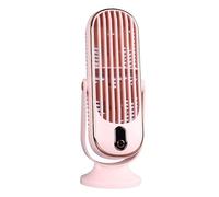 10.2in Mini Tower Fan, Small Pink Desk Fan for Bedroom, Desktop, Office | Adjustable Tilt, 5 Speed Options, Dual Air Circulation, 1200mah USB Personal Fan, Portable Standing Fan, Quiet Table Fan