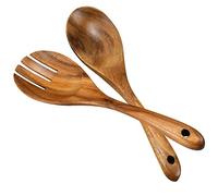 10.2in Wood Salad Servers, Long Handle Salad Server Set | for Mixing, Tossing and Cooking