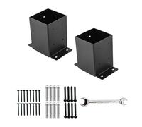 10.2x10.2 cm Pfostenhalterungen, Innengröße 9x9 cm, schwarz, pulverbeschichtet, schwer, dicker Stahl, Zaunpfostenanker für Deck, Veranda, Handlauf, Zaunplatte, Pergola-Unterstützung (2 Stück)