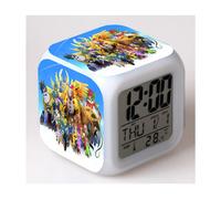 (10, 3-battery model) Digimon Color Changing Seven-Color Alarm Clock Square Clock Creative Alarm Clock