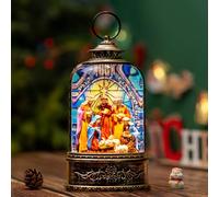 10.3" Christmas Snow Globe Water Lantern with Nativity Scene Battery Operated or USB Powered Musical Lighted Holiday Decoration for Tabletop Display for Family and Friends